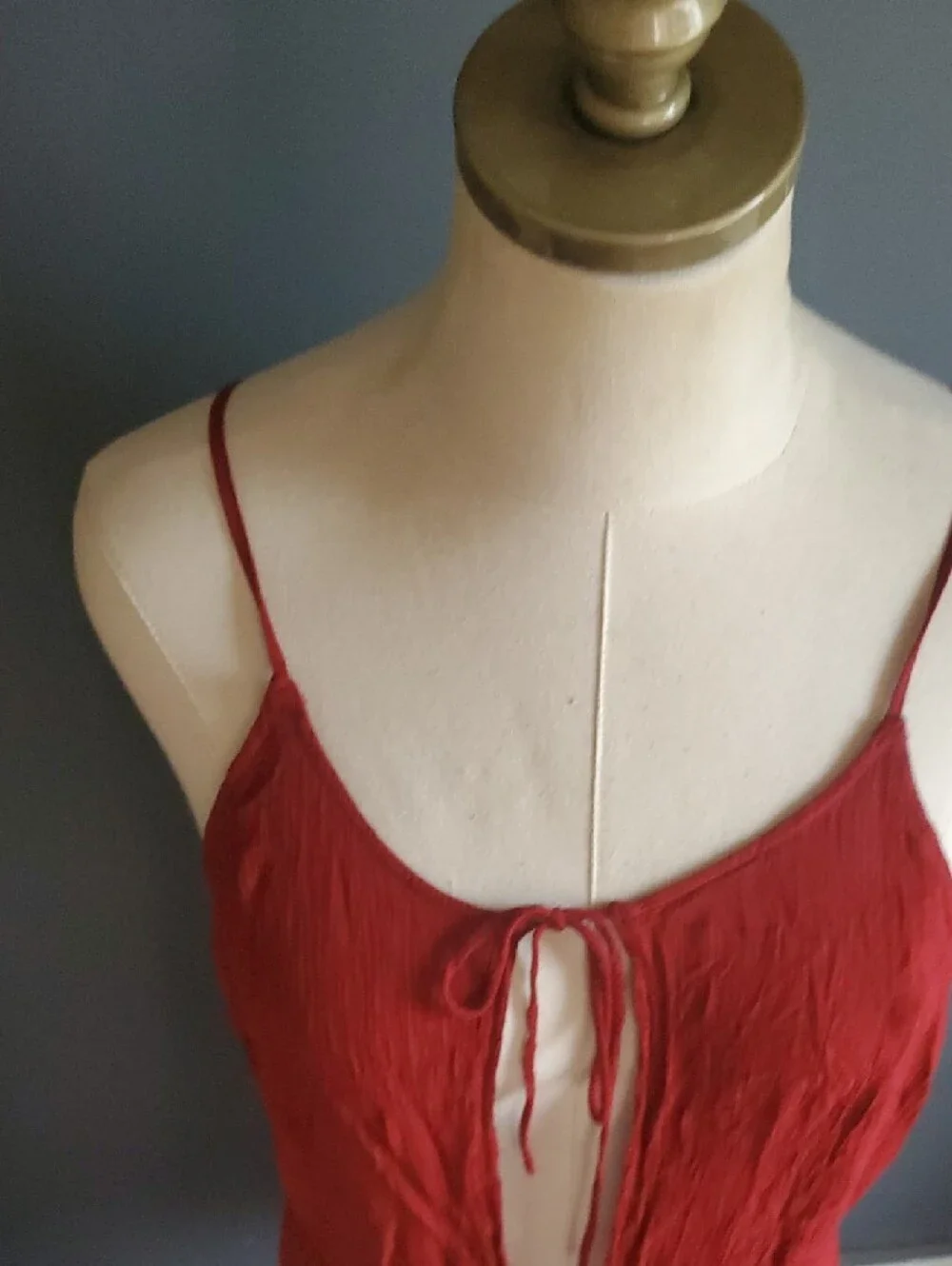 Free People Intimately Red Tie-Front Spaghetti Strap Romper Sleep Wear Size XS